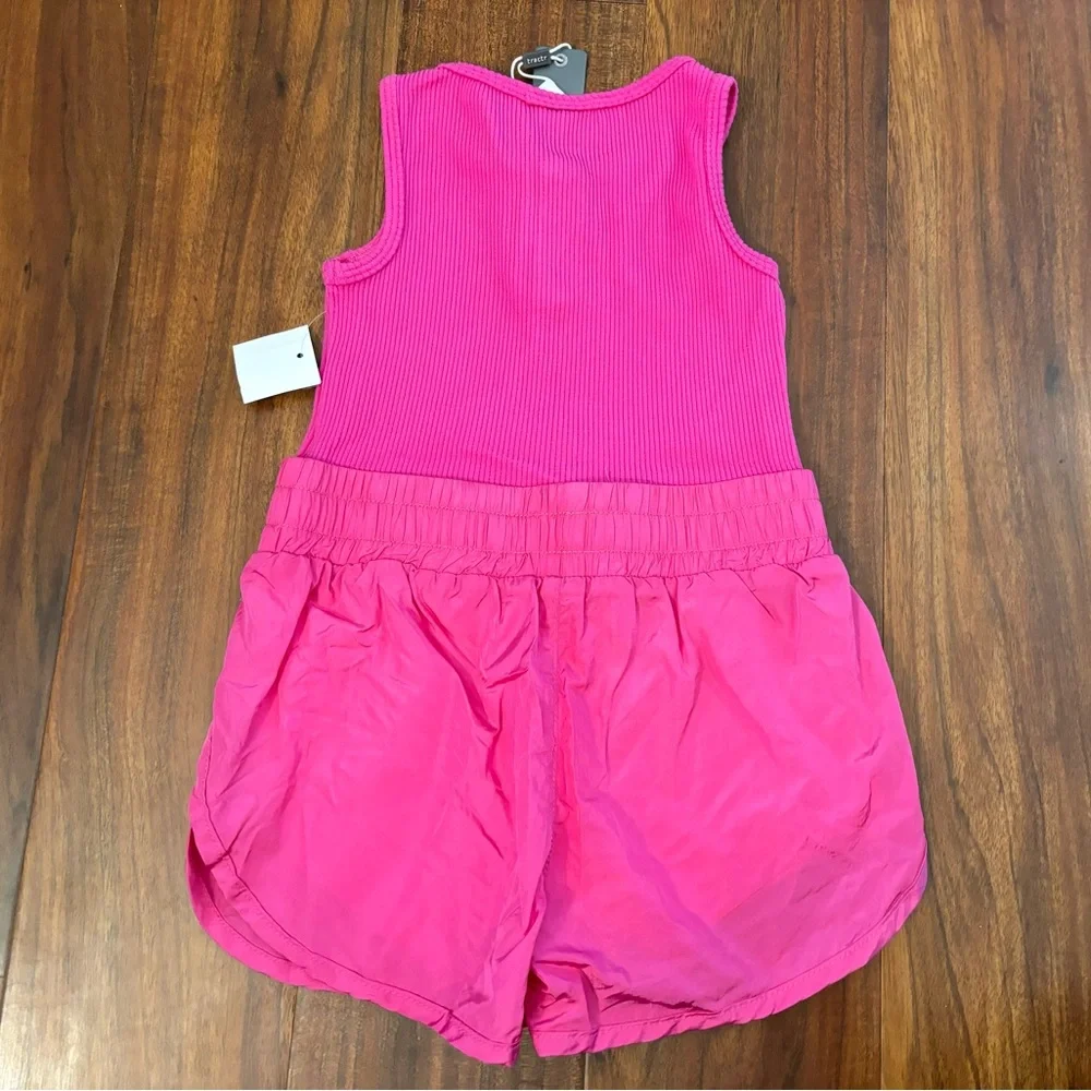 Tractr Girls Running Romper Pink Ribbed Athletic NWT - Picture 2 of 5